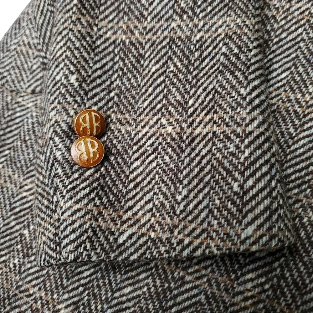 Vintage Ivy Prep Classic Professor Brown Wool Tweed Jacket Blazer Sport Coat 40L